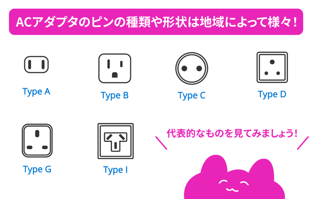 ACアダプタのピンの種類で代表的なもの